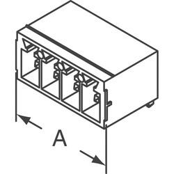 4 Position Terminal Block Header, Male Pins, Shrouded (4 Side) 0.150