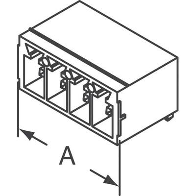 4 Position Terminal Block Header, Male Pins, Shrouded (4 Side) 0.150