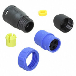 4 (Power) Position Circular Connector Plug Housing Free Hanging (In-Line) Backshell, Coupling Nut, UV Resistant - Bulgin