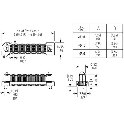 40 Position Connector Header, Outer Shroud Contacts Surface Mount Gold - 2