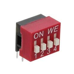 Dip Switch SPST 4 Position Through Hole, Right Angle Slide (Standard) Actuator 25mA 24VDC - Würth Elektronik