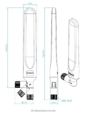 433MHz Pacifica 90 Degrees Swivel Terminal Antenna - 2