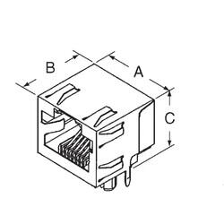 Jack Modular Connector 8p8c (RJ45, Ethernet) 90° Angle (Right) Unshielded Cat3 - Molex (1)