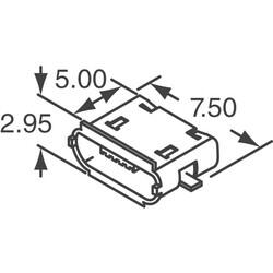 USB - micro B USB 2.0 Receptacle Connector 5 Position Surface Mount, Right Angle - Molex (1)
