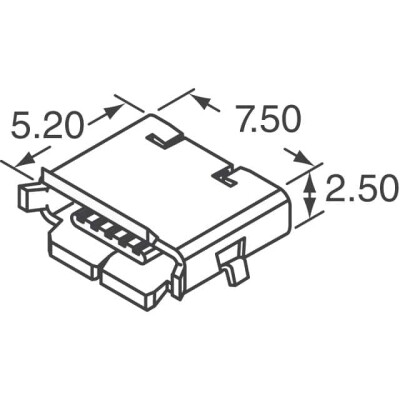 USB - micro AB Receptacle Connector 5 Position Surface Mount, Right Angle; Through Hole - 2