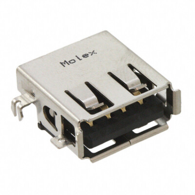 USB-A (USB TYPE-A) USB 2.0 Receptacle Connector 4 Position Board Edge, Cutout; Through Hole, Right Angle - 1