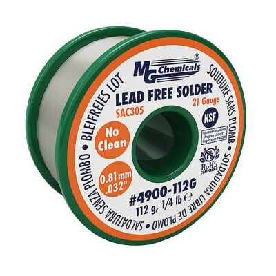 Lead Free No-Clean Wire Solder Sn96.2Ag2.8Cu0.4 (96.2/2.8/0.4) 20 AWG, 21 SWG Spool, 4 oz (113.40g) - 1