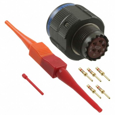 5 Position Circular Connector Plug, Male Pins Crimp - 1