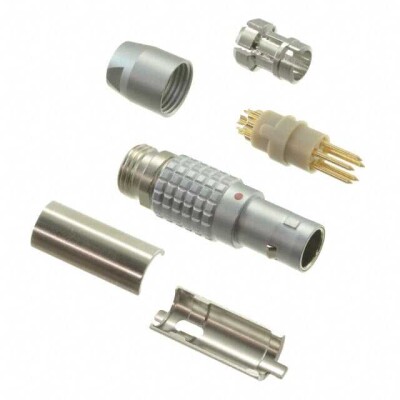 5 Position Circular Connector Plug, Male Pins Solder Cup - 1