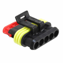 5 Rectangular Connectors - Housings Plug Black 0.236