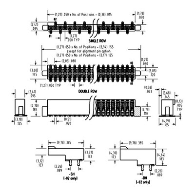 50 Position Receptacle Connector Surface Mount - 3