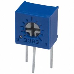 500 Ohms 0.5W, 1/2W PC Pins Through Hole Trimmer Potentiometer Cermet 1.0 Turn Side Adjustment - Bourns Inc.