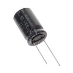 1000 µF 50 V Aluminum Electrolytic Capacitors Radial, Can 10000 Hrs @ 105°C - Rubycon