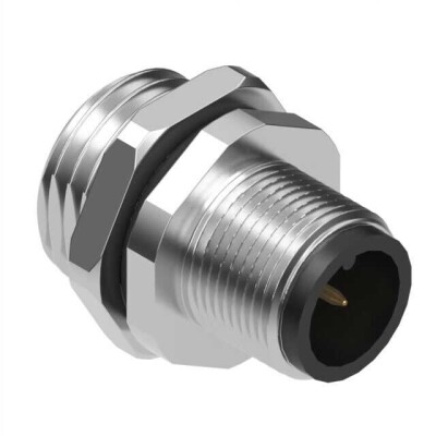 4 Position Circular Connector Plug, Male Pins Solder Cup - 1