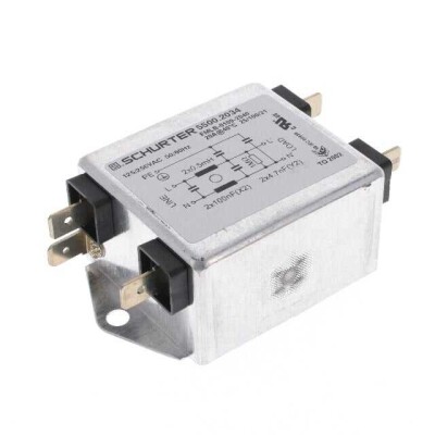 Single Phase EMC/EMI Line Filter 20 A 250V 50/60Hz Single Stage Quick Connect - 1