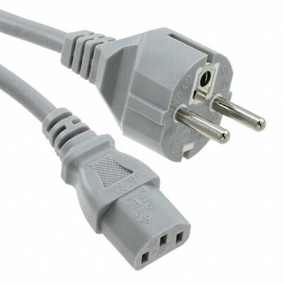 5.91' (1.80m) Power Cord Gray CEE 7/7 To IEC 320-C13 H05VV-F - 1