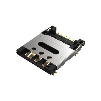 6 Position Card Connector NANO SIM Surface Mount, Right Angle Gold - 1