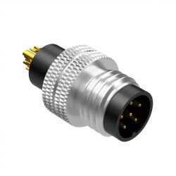 6 Position Circular Connector Plug, Male Pins Solder Cup - Tensility International Corp