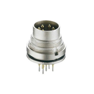 6 Position Circular Connector Plug, Male Pins Solder - 1
