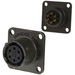 6 Position Circular Connector Receptacle, Female Sockets Solder Cup - Amphenol Industrial Operations