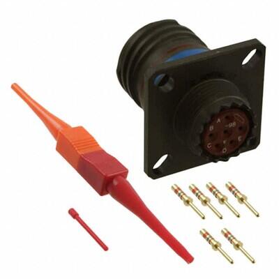 6 Position Circular Connector Receptacle, Male Pins Crimp - 1