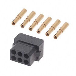 6 Position Rectangular Receptacle Connector Crimp Gold 22 AWG - Harwin Inc.