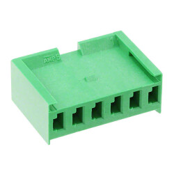 6 Rectangular Connectors - Housings Receptacle Green 0.156