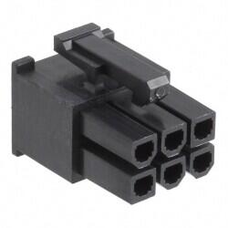 6 Rectangular Connectors - Housings Receptacle Black 0.165