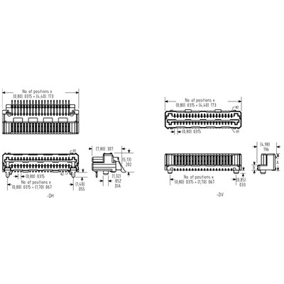 60 Position Connector Self Mating, Non-Gendered Surface Mount Gold - 2