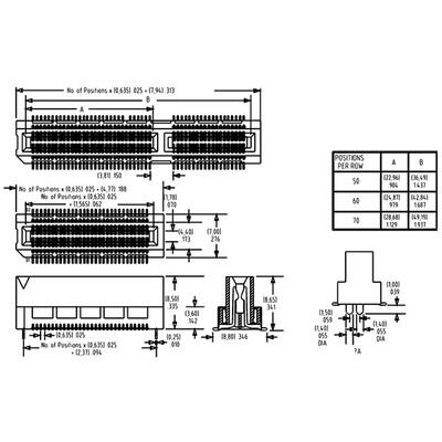 60 Position Female Connector Non Specified - Dual Edge Gold 0.025