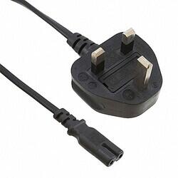6.00' (1.83m) Power Cord Black BS1363A To IEC 320-C7 H03VVH2-F - CUI Devices