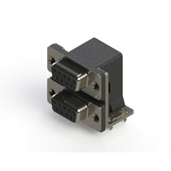 9, 9 Position D-Sub - Stacked Receptacle, Female Sockets Connector - 1