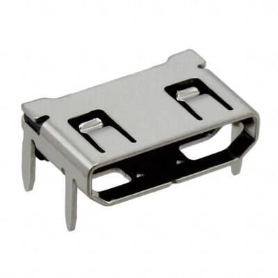 HDMI - Mini Receptacle Connector 19 Position Surface Mount, Right Angle; Through Hole - 1