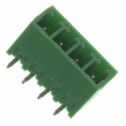 4 Position Terminal Block Header, Male Pins, Shrouded (4 Side) 0.150