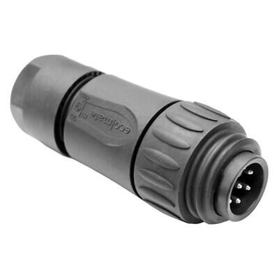 7 (6 + PE) Position Circular Connector Plug Housing Free Hanging (In-Line) Backshell, Cable Clamp, Coupling Nut - 1