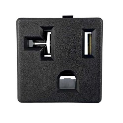 Power Connector Receptacle, Female Sockets NEMA 5-20R Panel Mount, Snap-In - Qualtek (1)