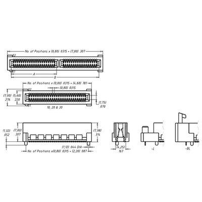 74 Position Female Connector Non Specified - Dual Edge Gold 0.031