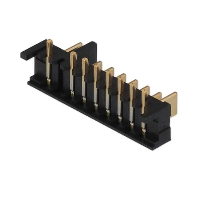  8 Position Header, Male Blades Connector Solder 0.098" (2.50mm) Through Hole, Right Angle