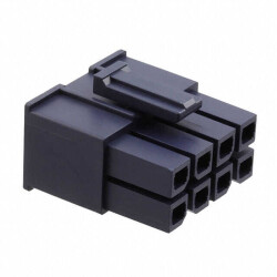 8 Position Rectangular Housing Connector Receptacle Black 0.224