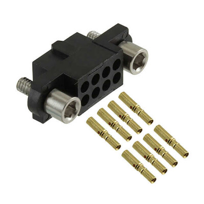 8 Position Rectangular Receptacle Connector Crimp Gold 24-28 AWG - 1