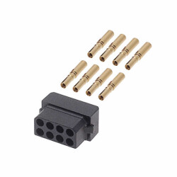 8 Position Rectangular Receptacle Connector Crimp Gold 24-28 AWG - Harwin Inc.