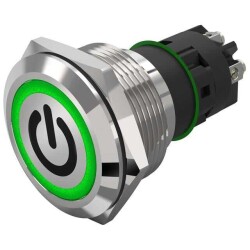 Pushbutton Switch SPDT Anti-Vandal, Illuminated Panel Mount, Front - EAO