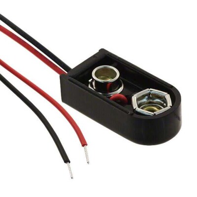 Battery Connector, Snap 9V 1 Cell Wire Leads - 4