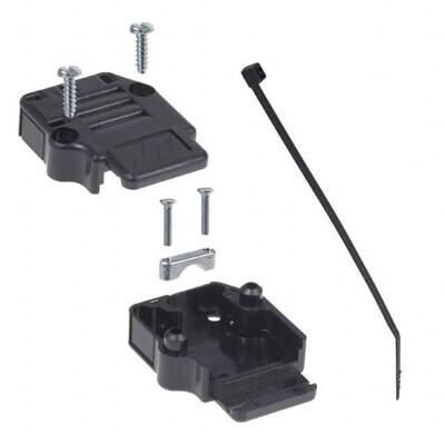 9 Position Two Piece Backshell Connector Black 90° Unshielded - 1