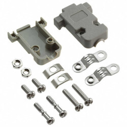9 Position Two Piece Backshell Connector Gray 180° Unshielded - 1