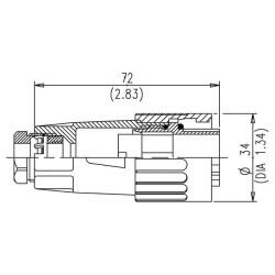 9 (8 + PE) Position Circular Connector Plug Housing Free Hanging (In-Line) Backshell, Coupling Nut - 3