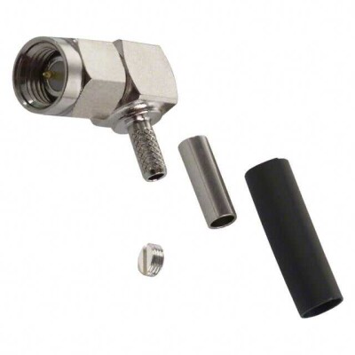 SMA Connector Plug, Male Pin 50 Ohms Free Hanging (In-Line), Right Angle Solder - 1