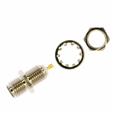 SMA Connector Receptacle, Female Socket 50 Ohms Panel Mount Solder Cup - 1