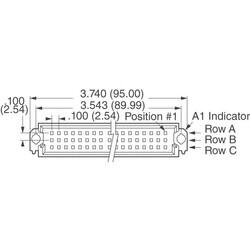 96 Position Din Connector Plug, Male Pins Gold or Gold-Palladium Through Hole - TE Connectivity AMP Connectors (1)