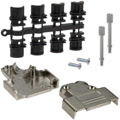 15 Position Two Piece Backshell Connector Silver 45° Shielded - 1